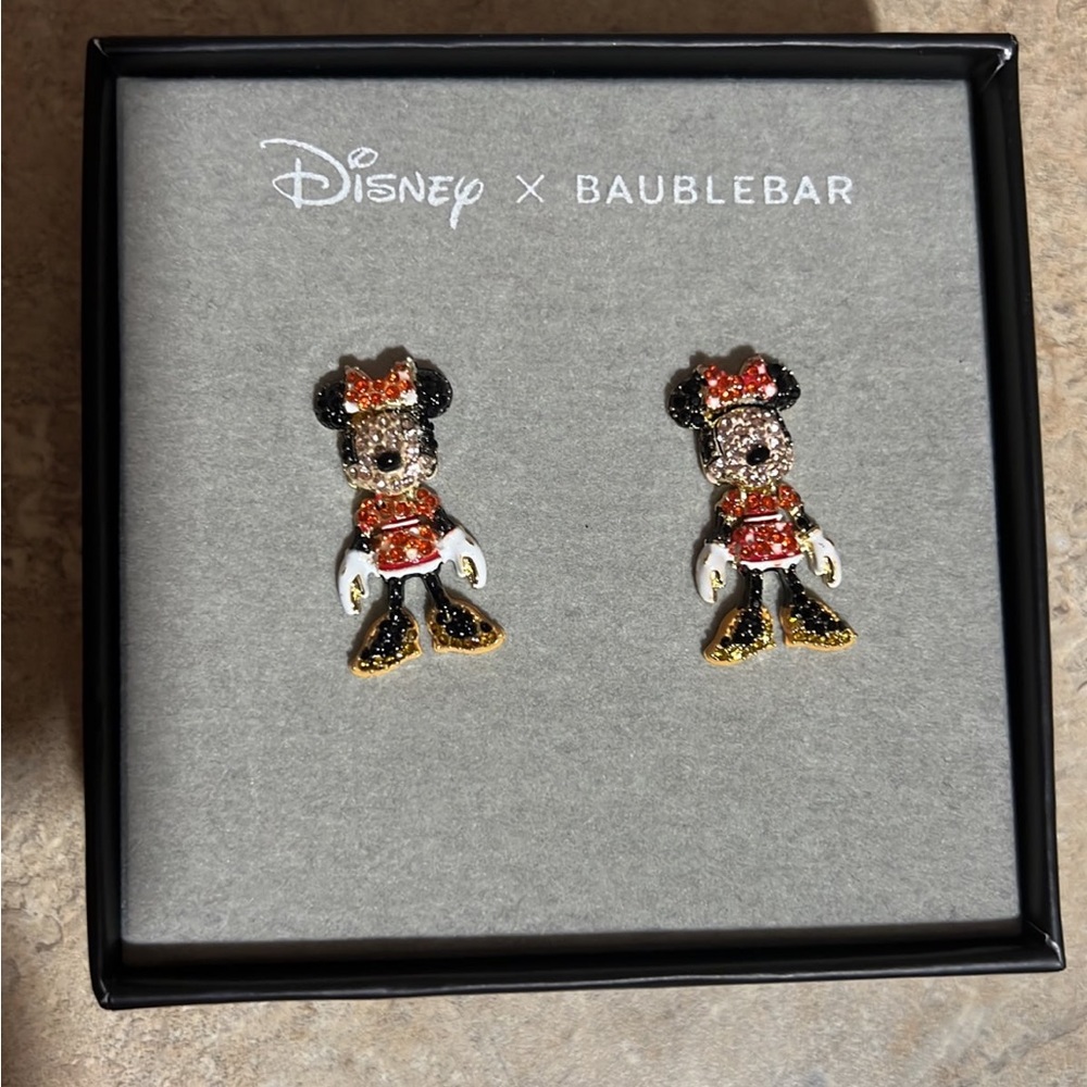 Disney X Baublebar Minnie Mouse orange earrings, perfect for Halloween